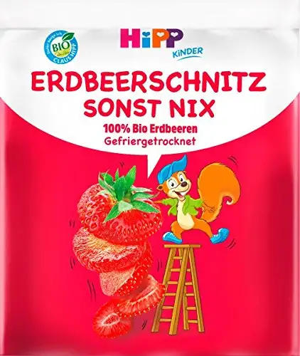 Hipp Kinder Knabberprodukte, Erdbeer-Schnitz sonst nix, 9er Pack (9 x 10g) - Bio