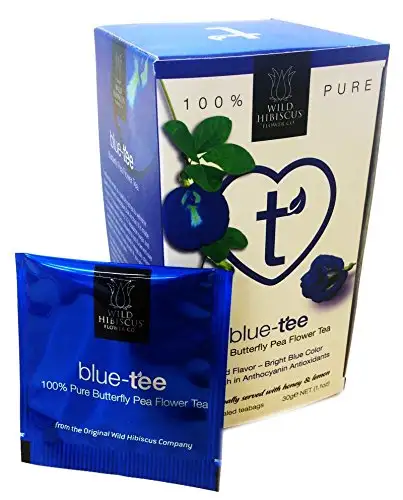 Blue Tee - blauer Tee 100% Butterfly Pea Flower Tea 20 Teebeutel, (1er Pack 1,5 g)