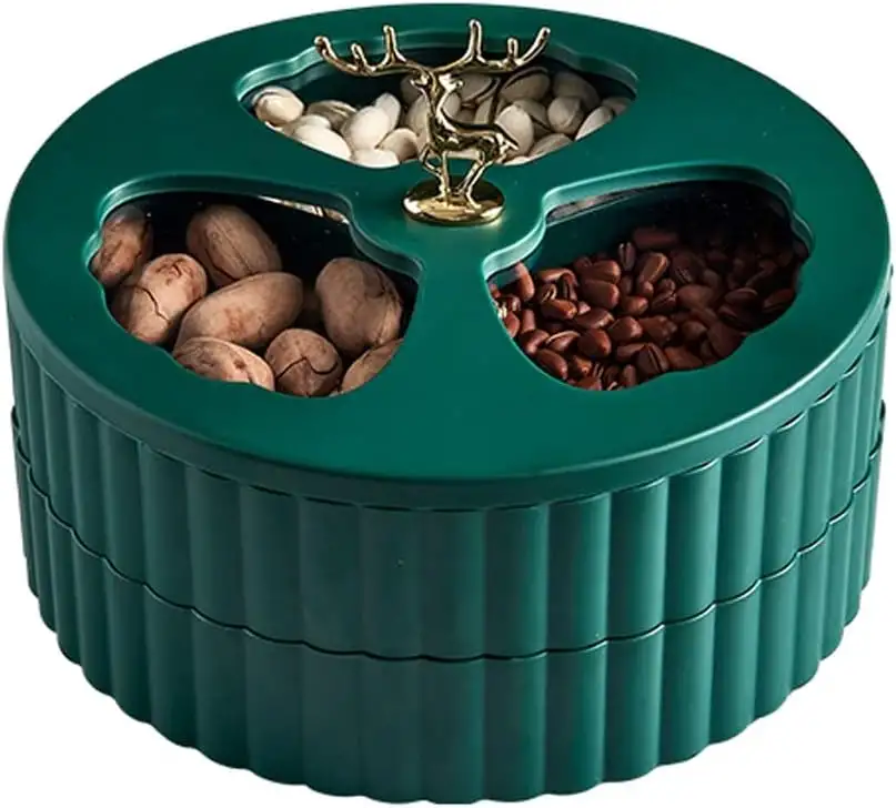 Obstkorb Getrocknete Fruchtbox Wohnzimmer Nussschale Süßigkeitenkiste mit Deckel Haushalt Getrocknete Obst Aufbewahrungsbox Snack Tray Getrocknete Früchte Fach Dekorative Obstschalen für Zuhause