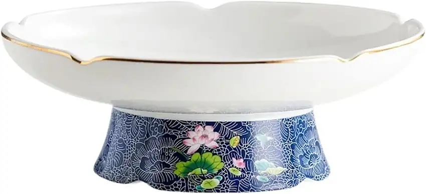 SISWIM Obstkörbe Hoher Keramik -Obstteller 10 Zoll großes Kapazität Obstschale kreativer Dessert Snack Schüssel Gemüse Salatplatte Obst Etagere (Color : A)