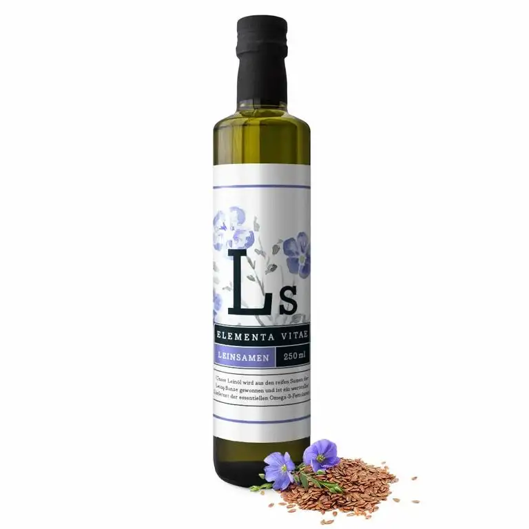 ELEMENTA VITAE natives Bio-Leinöl 250ml - Kaltgepresst und ungefiltert - 100% rein | Gourmet-Speiseöl | Kosmetiköl | Gesundheitsöl | Wertvoller OMEGA-3 Lieferant | Vitamin E