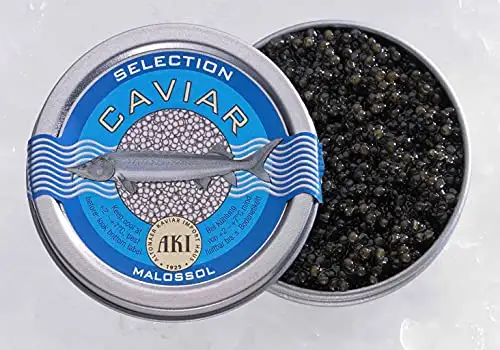 AKI Selection Kaviar Störkaviar vom Altonaer Kaviar Importhaus 50g Dose frisch abgefüllt Malossol Spitzenqualität Kaviar vom Stör Osietra Sevruga