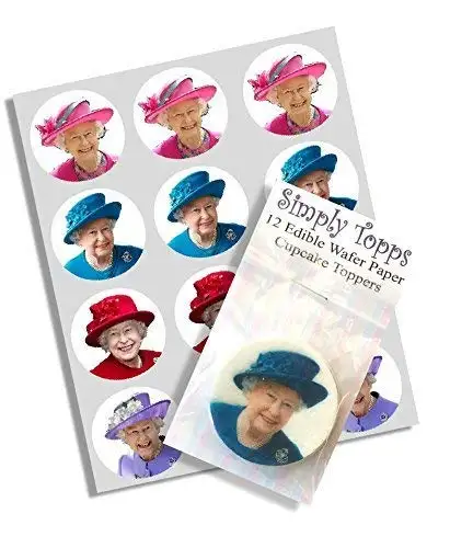12 Queen Elizabeth Geburtstag Cupcake Topper (4) 40mm Essbar Kuchen Dekoration