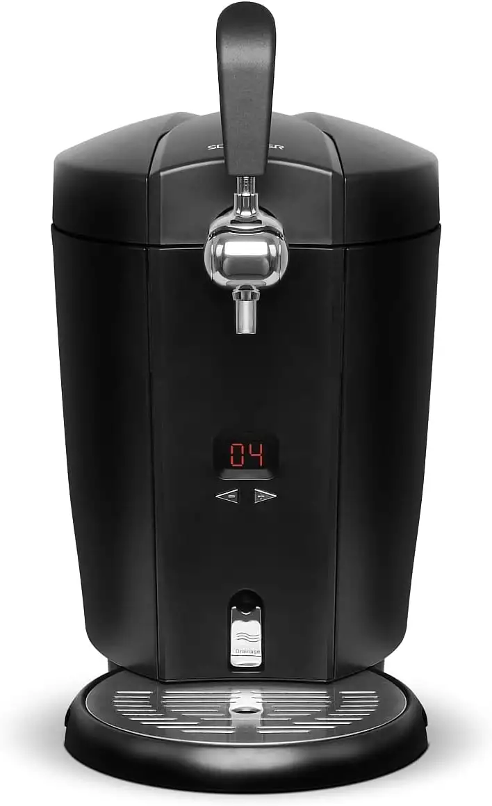 SCHNEIDER Bierzapfanlage 5 Liter mit Kühlung - Zapfanlage für 5 Liter Frische Fässchen, Temperatur regelbar (4 bis 12 °C), zu Hause Fassbier zapfen & Bier kühl genießen, Schwarz/Silber