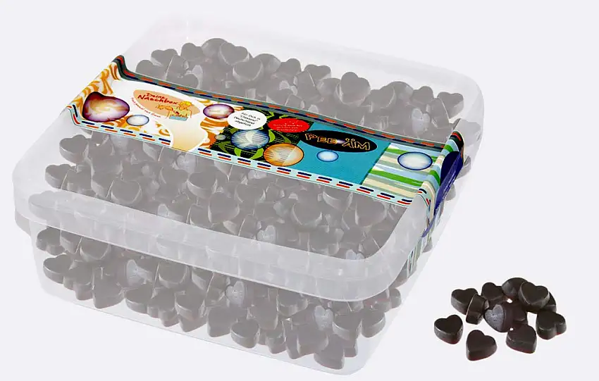 Deine Naschbox | Zuckerfreie Salzlakritz Herzen | 1kg Naschbox | XL Großpackung - Geschenk zum Valentinstag & für Ihre Lieblingmenschen - Gelatinefrei
