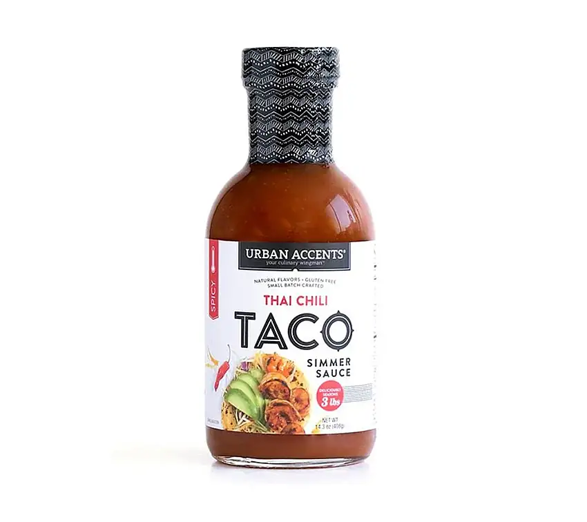 Thai Chili Taco Simmer Sauce von Urban Accents (408 g) - süß-scharfe Sauce mit Sriracha, Knoblauch & Limette