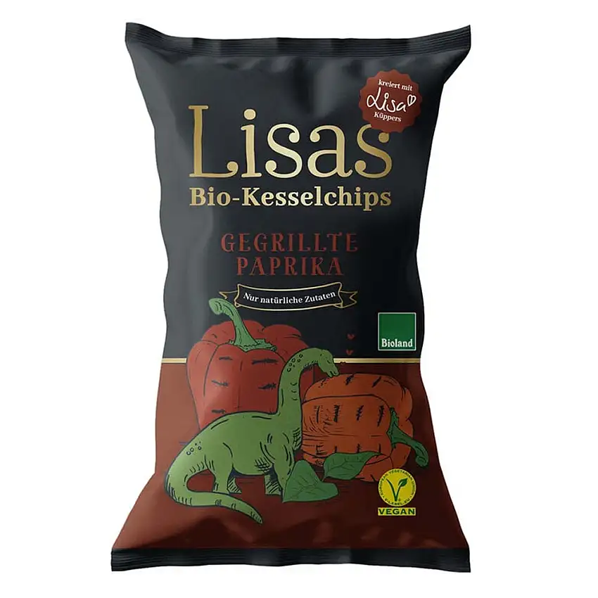 LISAS CHIPS Bio Kesselchips, Gegrillte Paprika, 125g