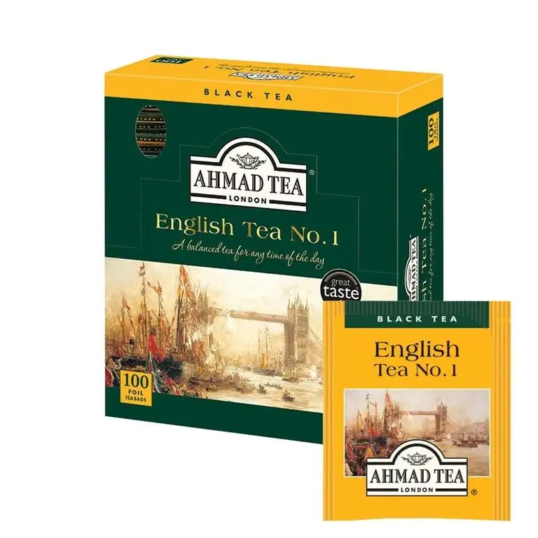 Ahmad Tea - English Tea No. 1 | Schwarzteemischung mit Bergamotte | 100 Teebeutel á 2 g mit Band und aromaversiegelt in Folie verpackt