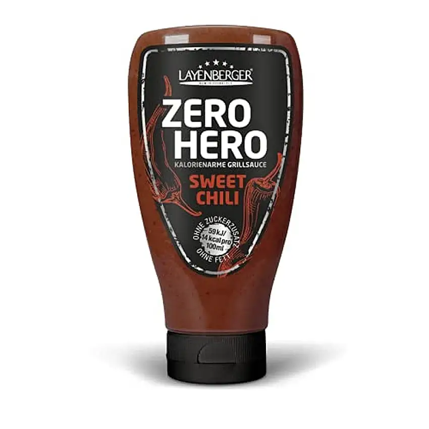 Layenberger ZERO HERO kalorienarme Grillsauce Sweet Chili, 0,00 g Fett, ohne Zuckerzusatz, (1 x 250ml)