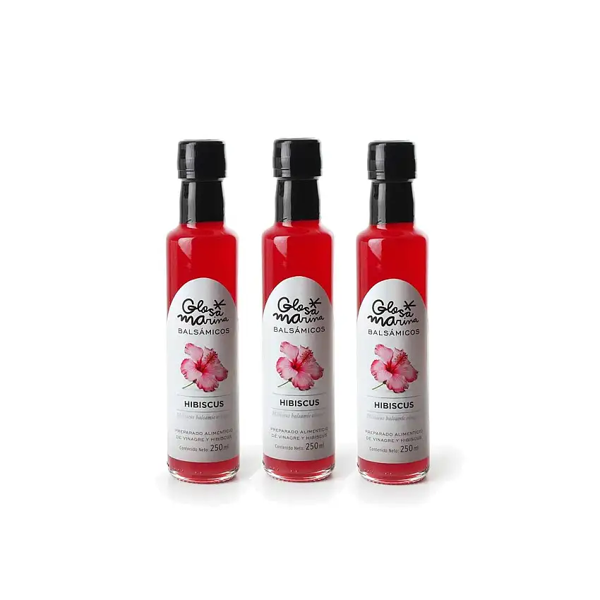 GLOSA MARINA 3er Paket *HIBISCUS* Crema Balsámica de Hibiscus - Balsamico Gourmet Essig Creme Hibiskus (3 x 250ml)