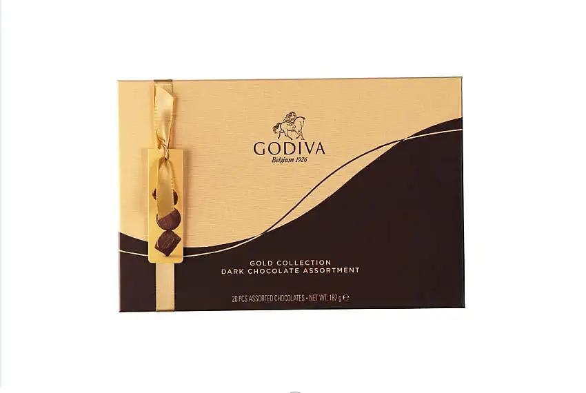 Godiva Connoisseur Zartbitterschokolade 20 Stück-Pralinen gepaart mit Passionsfrucht, Vanillemousse, Karamell und anderen köstlichen Füllungen-185gr
