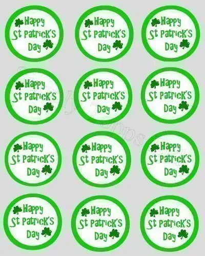 12 Happy St Patricks Tag reispapier märchen / cup cake 40mm toppers vorgestanzt dekoration heiliger Patrick kleeblatt