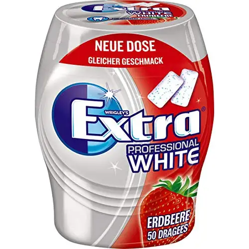 12 Dosen Wrigley's Extra Professional White Strawberry ohne Zucker a 50 Dragees