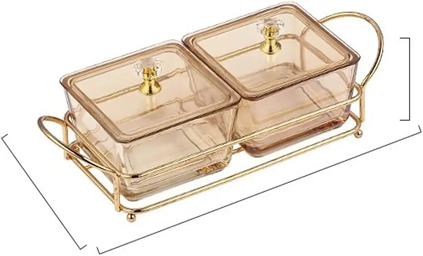 SISWIM Obstkörbe Acrylmutter-Frucht-Tablett-Set, Dessert-Snack-Lager-Salatschüssel mit Deckel, geeignet for Snackmuttern und getrockneter Fruchtspeicher Obstschale (Color : Amber - 2 Bowls)