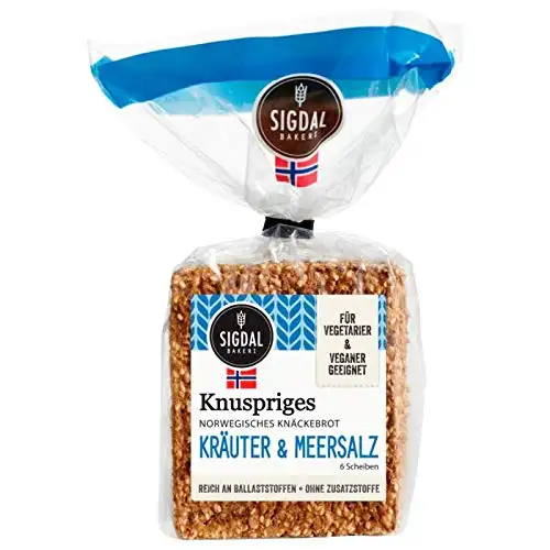 Sigdal Bakeri Norwegisches Knäckebrot Kräuter & Meersalz, 5er Pack (5 x 135 g)