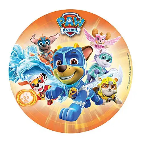 Paw Patrol Zuckerplatte - Schöner Tortenaufleger zu jeder Kinderparty, Geburtstag, Schule, Kindergarten (Gelb)