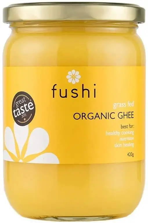 Fushi Wellbeing Grass Fed Ghee Clarified Butter, Organic Hand Churned, 480 ml