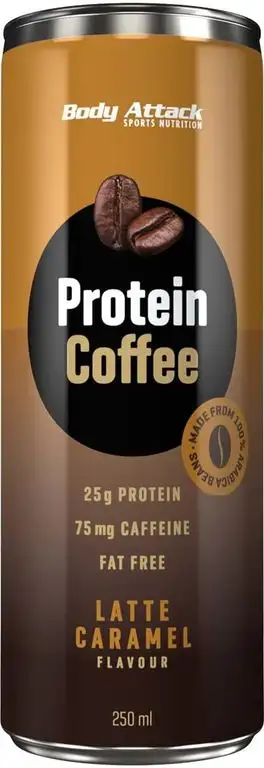 Body Attack Protein Coffee Latte Caramel, 250 ml