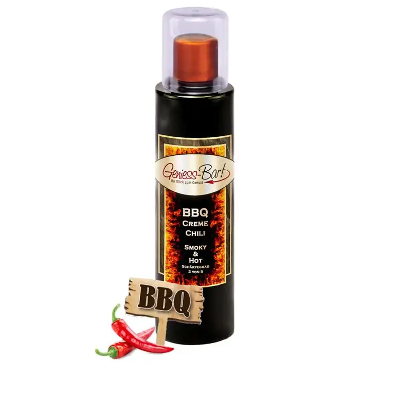 Premium BBQ Sauce mit Chili 0,26L Moderate Schärfe nur 2 von 5 Grillsauce Burger Sauce