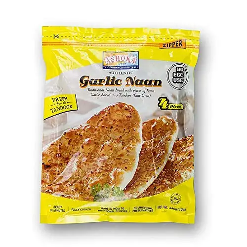 Tandoori Naan, Indisches Brot mit Knoblauch, TK, 340g, 4 St
