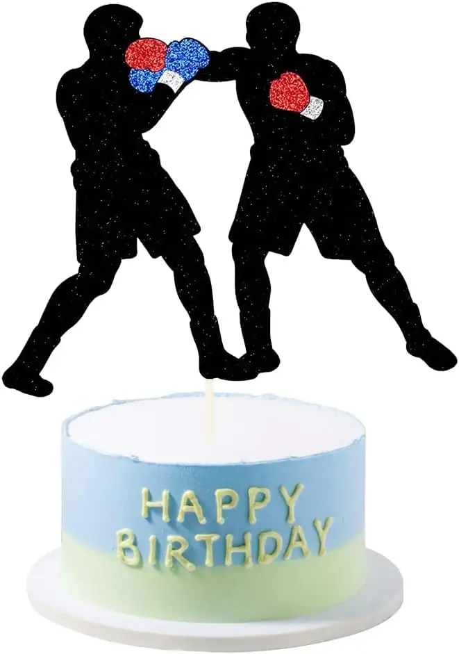 LVEUD Tortenaufsatz mit Boxer-Motiv, Sport-Thema, "Happy Birthday", Kuchendekoration für Boxen, Hobby, Happy Birthday, Party-Kuchendekoration (mehrfarbig)