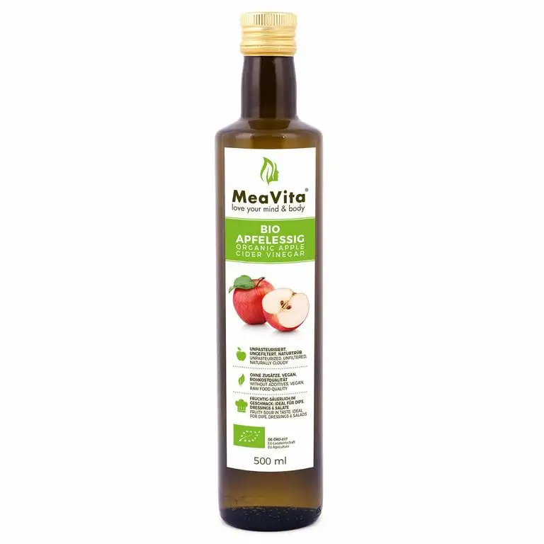 MeaVita Bio Apfelessig, naturtrüb & ungefiltert mit Essigmutter, 1er Pack (1 x 500 ml)