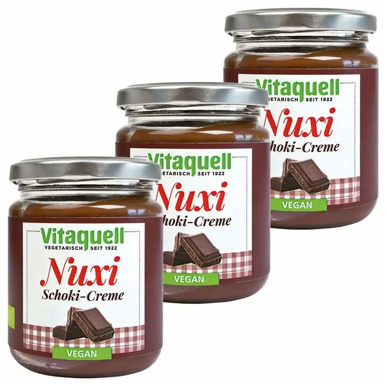Vitaquell 3 x Nuxi Schoki Creme Bio vegan, 250 g schokoladiger Geschmack