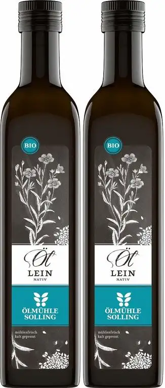 Ölmühle Solling Leinöl BIO 1000ml (2x 500ml) I Naturland I kaltgepresst und nativ I mühlenfrisch I enthält Omega-3-Fettsäuren