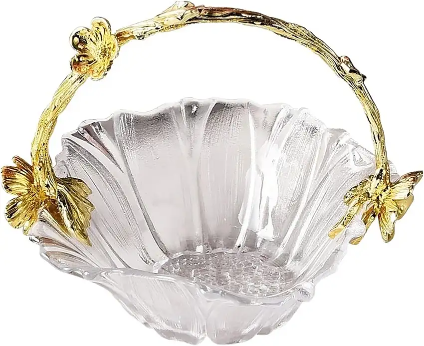 TOMYEUS Obstkörbe Exquisites verdickte Glasfruchtplatte kreativer Sonnenblumenform Fruchtkorb Licht Luxus multifunktionaler Speicher Teller Home Snack Bowl Obstschale
