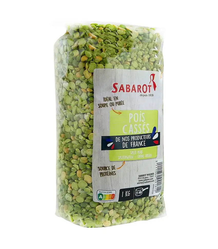 Erbsen, grün, halbiert, getrocknet, 1 kg