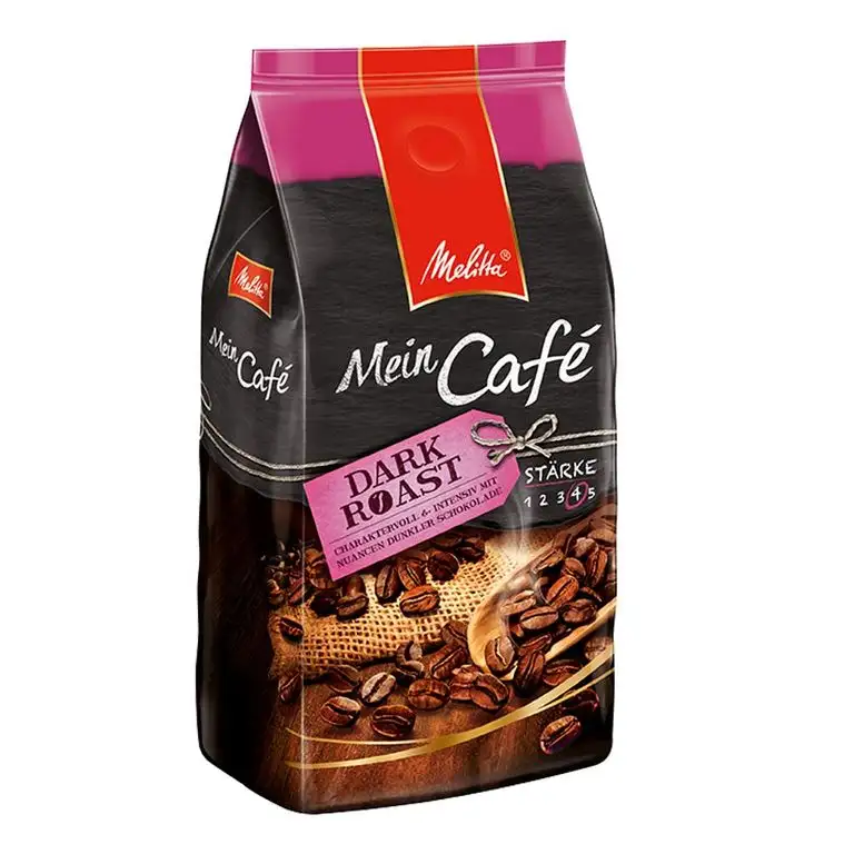 Melitta Ganze Kaffeebohnen, charaktervoll und intensiv mit Nuancen dunkler Schokolade, kräftiger Röstgrad, Stärke 4, Mein Café Dark Roast, 1000 g