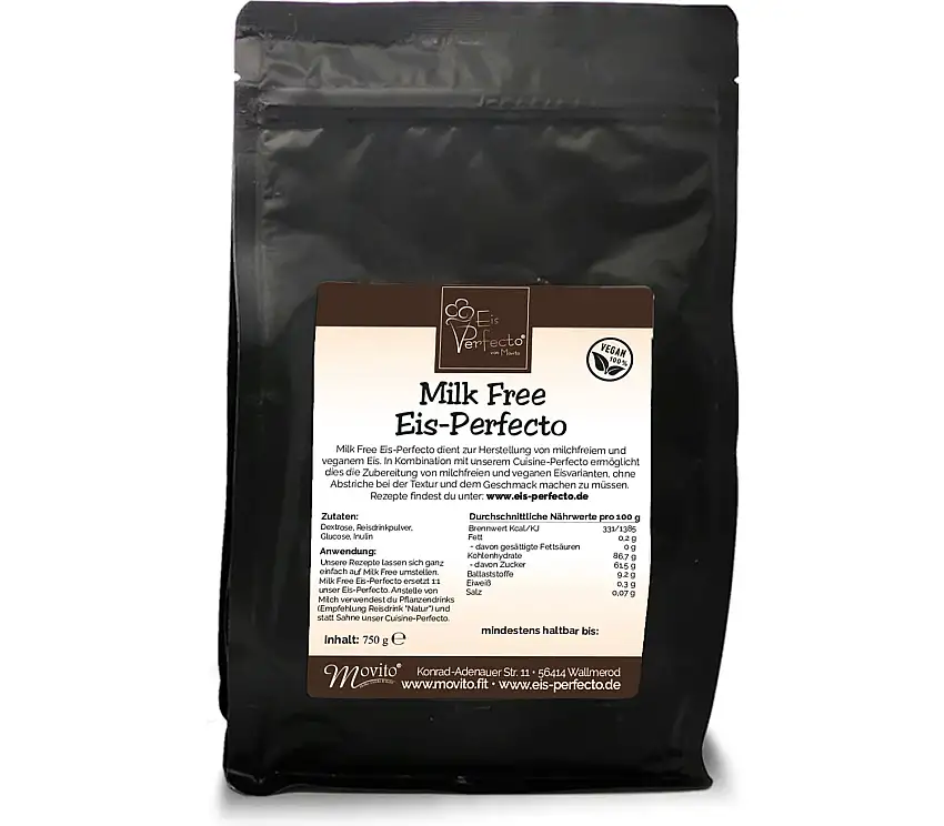 Milk Free Eis-Perfecto für milchfreies & veganes selbstgemachtes Eis│ Nur natürliche Zutaten – keine Chemie│ Perfekt für cremiges, leckeres Speiseeis│Inhalt 750 g