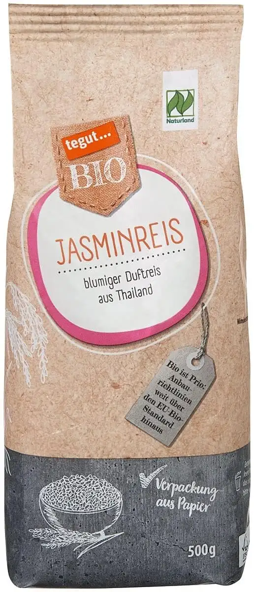 tegut... Bio Jasminreis - blumiger Duftreis aus Thailand - Naturland zertifiziert, 1 x 500 g