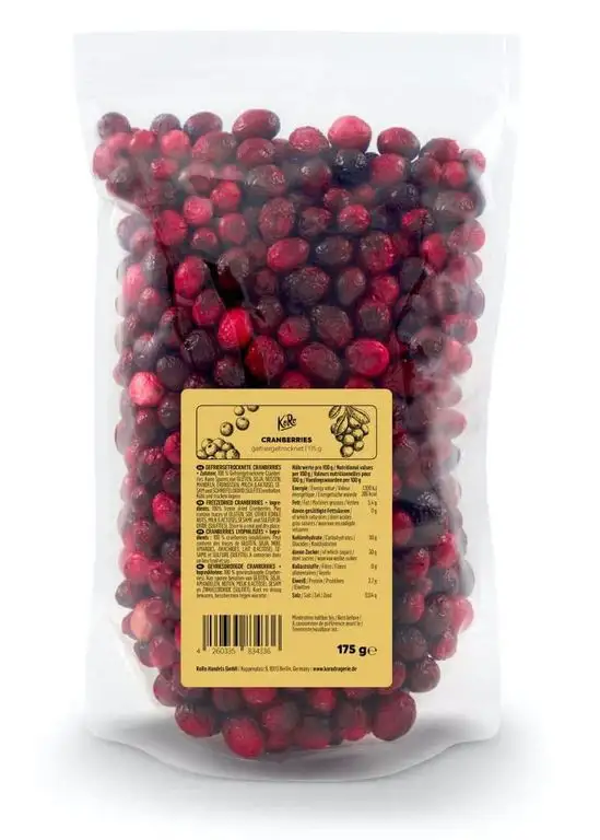 KoRo - Gefriergetrocknete Cranberries 175 g - Schonend getrocknete Cranberries aus 100 % Frucht