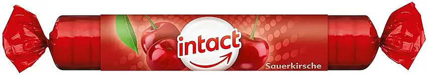 intact Sauerkirsche Traubenzucker Rollen – 17 zartschmelzende Bonbons pro Rolle, 5er Pack (5 x 40 g)