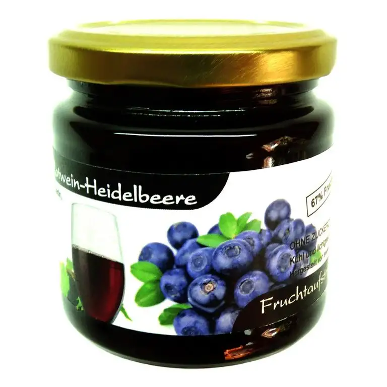Xylit Fruchtaufstrich"Rotwein-Heidelbeere" ohne Zuckerzusatz, nur mit Xylit gesüßt, 67% Fruchtanteil (mehr als Marmeladen), Low Carb, 200 g