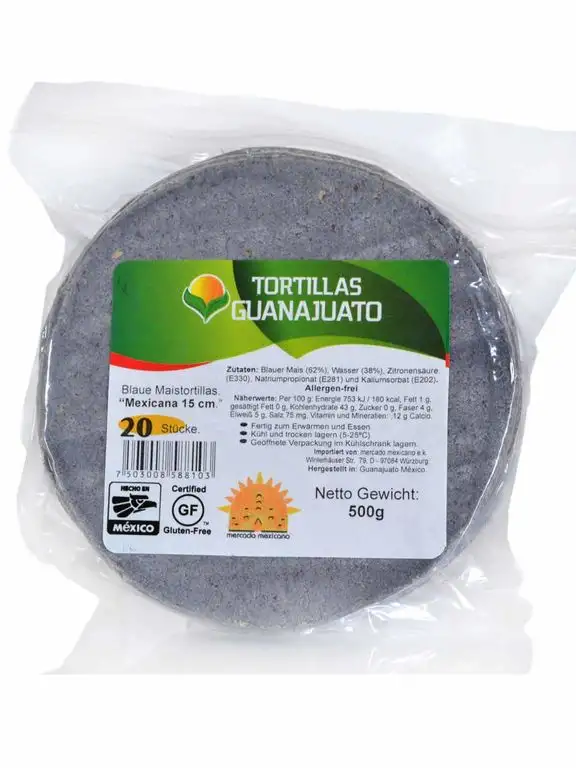 Blaue Maistortillas Mexicana Guanajuato, glutenfrei, 15cm, 20 Stück (500gr.)