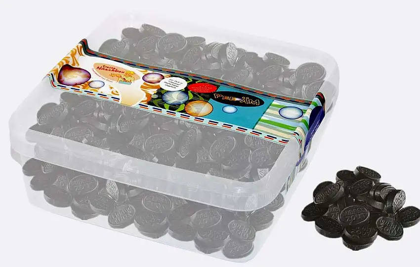 Doppelt gesalzenes Lakritz - in einer praktischen AromaFrischeNaschbox 1kg - Deine Naschbox.