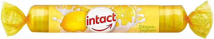 intact Zitrone-Joghurt Traubenzucker Rollen – 17 zartschmelzende Bonbons pro Rolle, 5er Pack (5 x 40 g)