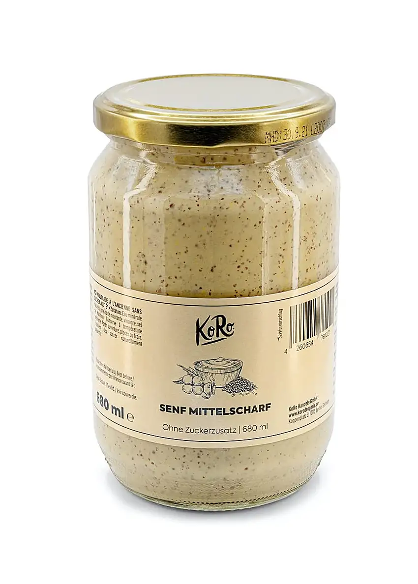 KoRo Senf mittelscharf ohne Zucker | 680 ml