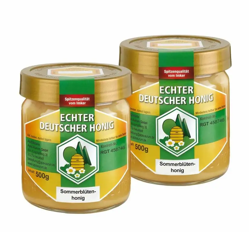 Echter Deutscher Honig - 2er Pack - 2x500g Sommerblütenhonig - ungefiltert, fein gesiebt - Qualität aus Deutschland