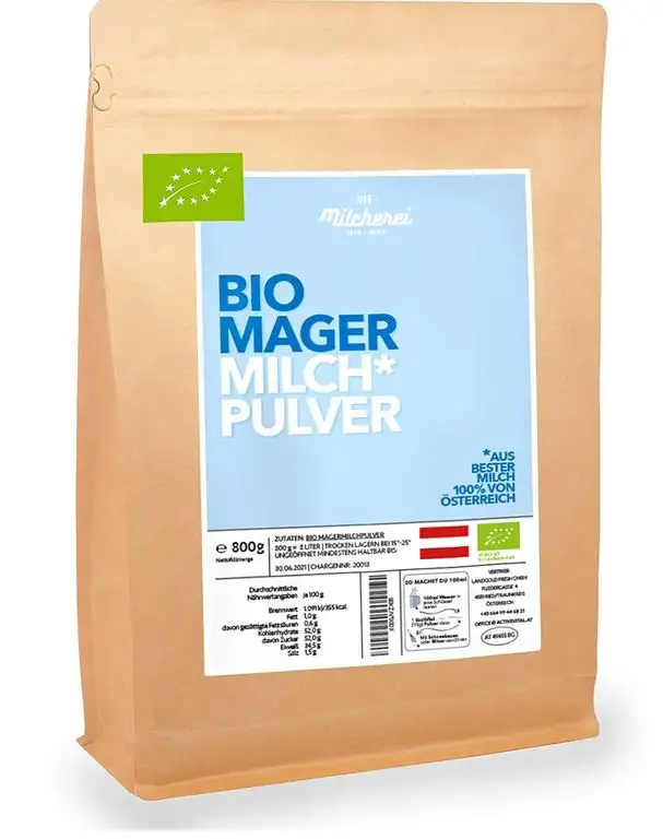 Bio-Mager-Milchpulver MILCHEREI Joghurt-Herstellung Kaffeeweißer Smoothies Backen Regional Österreichische Qualität 800g