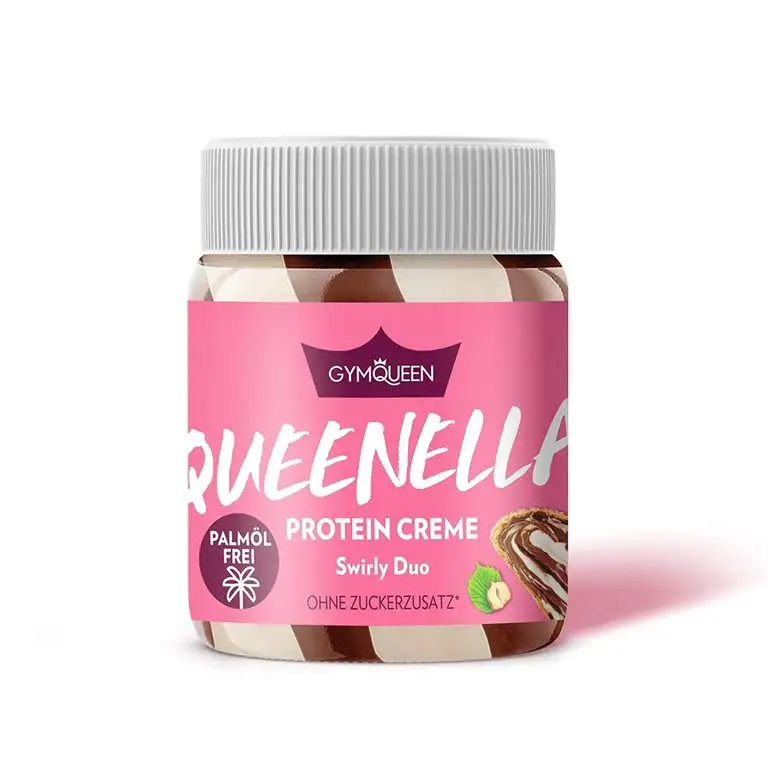 GYMQUEEN Queenella 250g Swirly Duo / Protein Aufstrich mit 21% Eiweiß / Haselnuss-Creme ohne Zuckerzusatz / Brot-Aufstrich ohne Palmöl mit bestem Whey Protein