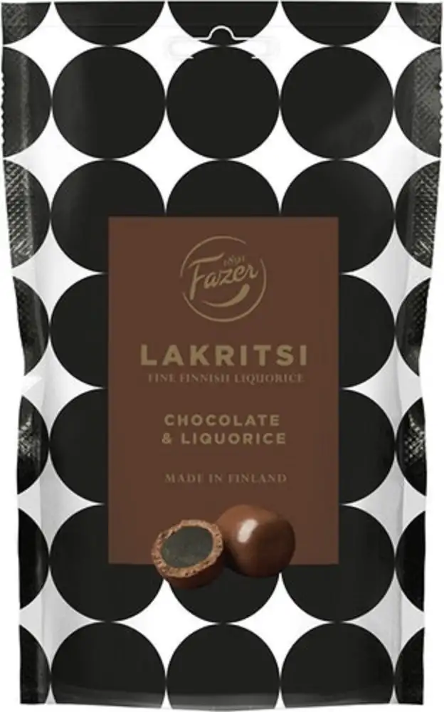 Fazer Lakritsi - Chocolate & Liquorice - Schokolade und Lakritze - Original Finnisch Milchschokolade bedeckt Schwarze Lakritze Süßigkeiten 140g