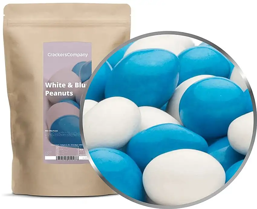 1 x 750g Erdnüsse in Vollmilchschokolade WEISS & BLAU vegetarisch