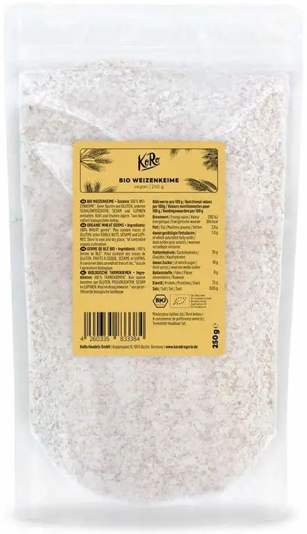 KoRo - Bio Weizenkeime 250 g - Vegan Hoher Eiweißgehalt Ohne Zusätze Fettarm