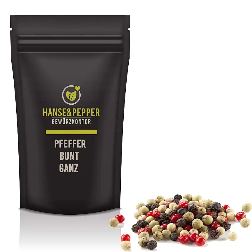 1kg Bunter Pfeffer ganz Gewürzmischung in Spitzenqualität - Aromatischer Schwarzer Weißer Rosa und Grüner Pfeffer