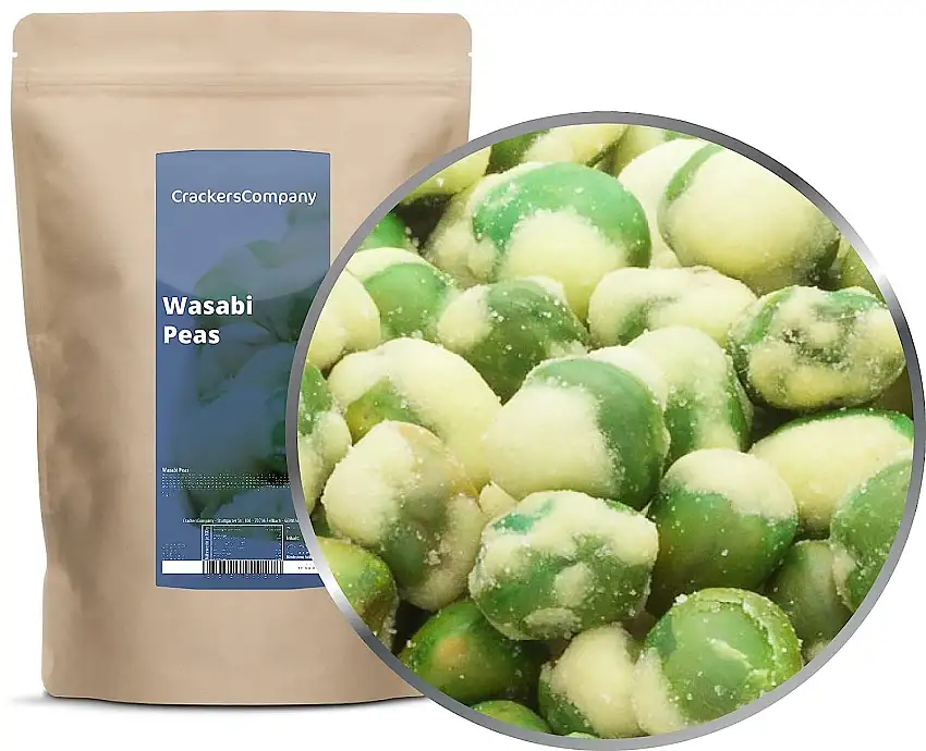 3 x 400g Grüne knackige Erbsen luftgtrocknet geröstet mit Wasabi scharf vegetarisch vegan fettarm reich an Protein