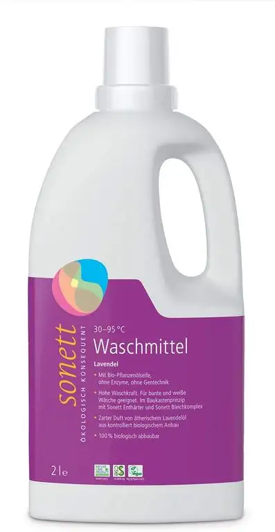 Sonett Waschmittel Lavendel: Für bunte und weiße Wäsche, mit Bio-Pflanzenölseife, 2l
