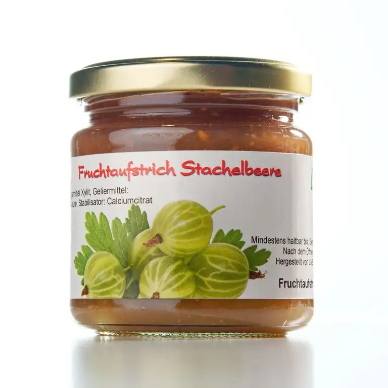 Xylit Fruchtaufstrich"Stachelbeere" ohne Zuckerzusatz, nur mit Xylit gesüßt, 75% Fruchtanteil (mehr als Marmeladen), Low Carb, 200 g